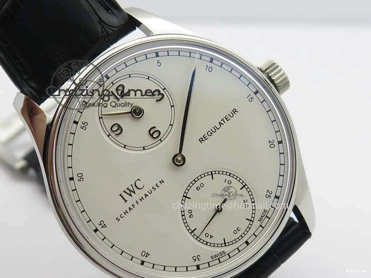 MIROTIME 0127 Effortless Portuguese IW544404 SS White Dial On Black Leather Strap A 7257